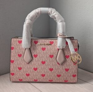 NWT Michael Kors Sheila Small Embellished Signature Logo Satchel  Powder Blush
